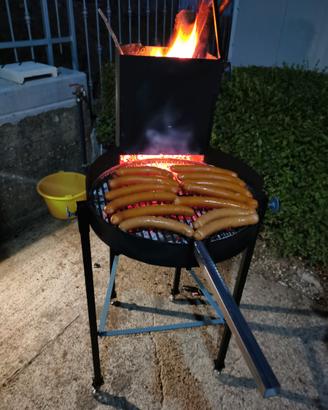 Barbecue artigianale rotondo griglia acciaio 50 cm
