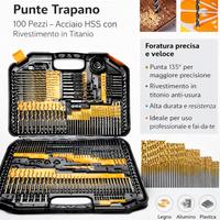 Set 100 Punte Trapano HSS Titanio – Precisione 