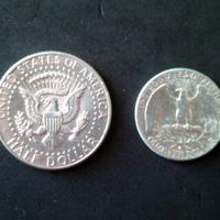 Coppia 1/2+1/4 dollaro argento 1964 zecca D