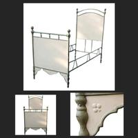 Letto singolo in ferro battuto e lamiera,  vintage