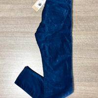 Pantaloni donna in velluto liscio blu W27