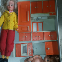 Arredo salotto e cucina x bambole anni 70 vintage