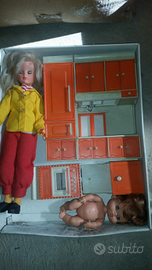 Arredo salotto e cucina x bambole anni 70 vintage