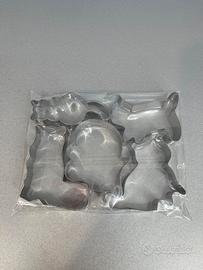 Set 5 Formine Tagliabiscotti Gatto in Acciaio