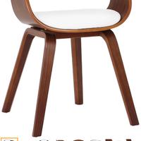 4 sedie design pelle legno noce