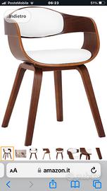 4 sedie design pelle legno noce