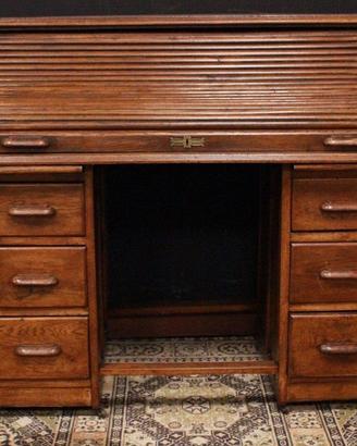 Splendida scrivania a rullo legno restaurata