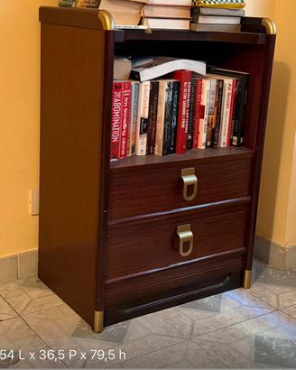 Mobile libreria con 2 cassetti e dettagli ottone