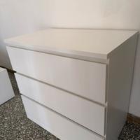 Cassettiera IKEA MALM bianca 3 cassetti 80x78