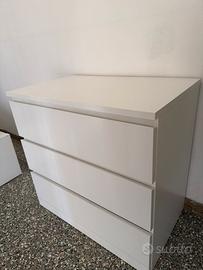 Cassettiera IKEA MALM bianca 3 cassetti 80x78
