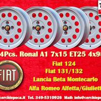 4 pz. cerchi Fiat Ronal 7x15 ET25 4x98 silver 124