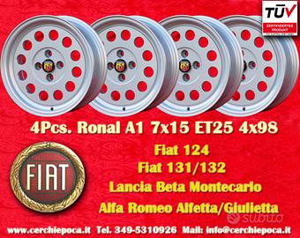 4 pz. cerchi Fiat Ronal 7x15 ET25 4x98 silver 124