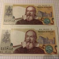 2000 LIRE-"GALILEO"-PEZZI 2-IN SERIE-COME FOTO