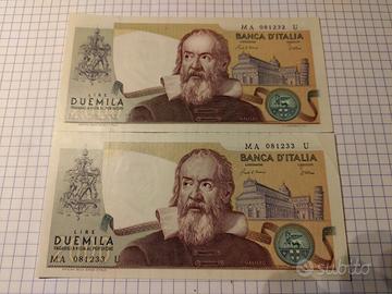 2000 LIRE-"GALILEO"-PEZZI 2-IN SERIE-COME FOTO
