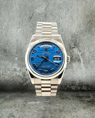 Rolex Day-Date 36mm Blue Waves White Gold 18kt