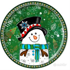 egan piatto ceramica pupazzo neve natale 