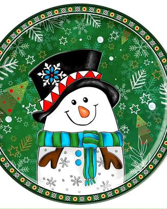 egan piatto ceramica pupazzo neve natale 