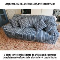 Divano 3 posti , rivestimento artigianale