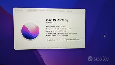 MacBook Pro 15" (2019) - Intel Core i7 6 Core 2,6