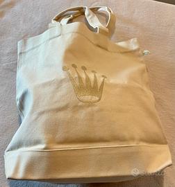 Rolex Borsa Con Logo In Cotone Beige Nuova