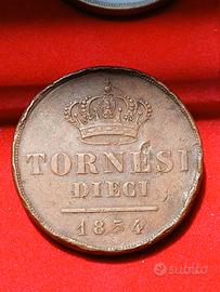 10 TORNESI 1854 REGNO DELLE DUE SICILIA 