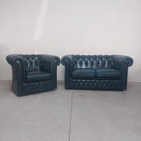 Divano e poltrona chesterfield vintage.. chester 