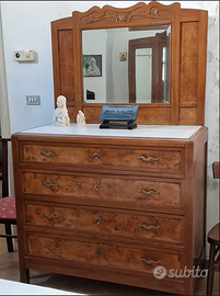 Cassettiera Vintage in Noce e Marmo