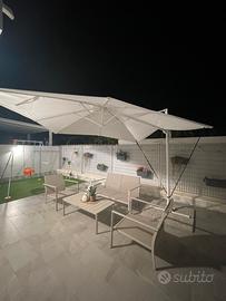 Ombrellone Deghi 3x3 m LED con base, copertura