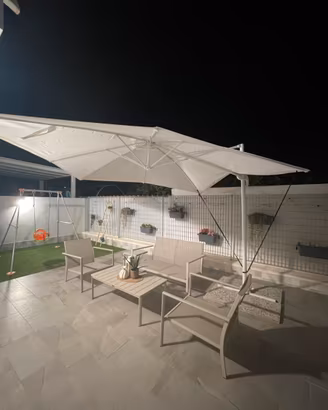Ombrellone Deghi 3x3 m LED con base, copertura