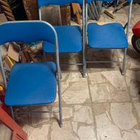 Set 3 Sedie Pieghevoli Blu – Struttura in Metallo