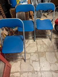 Set 3 Sedie Pieghevoli Blu – Struttura in Metallo