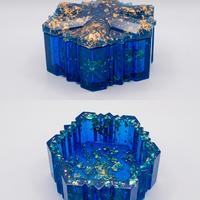 Scatola Artigianale Mosaico Resina - Blu e Oro 