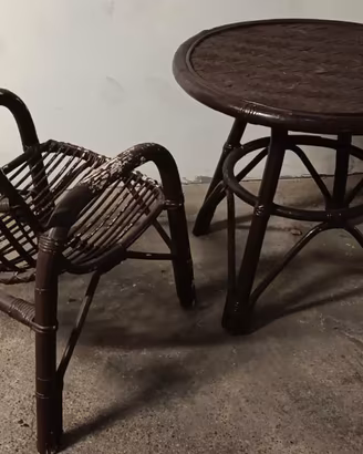 tavolo e sedia rattan  vintage 