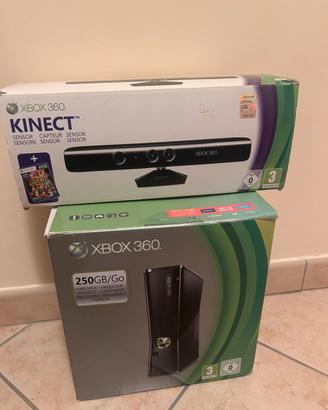 xbox 360 250GB + kinect + giochi + accessori
