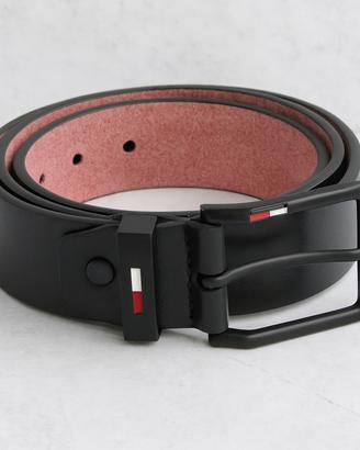 Cintura uomo nera regolabile fibbia nera -  nuova