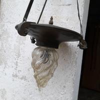 LAMPADA a SOSPENSIONE con PIATTO in RAME, vintage