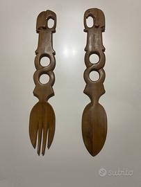 Set posate da insalata africane vintage