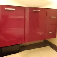 MOBILE BAGNO LACCATO LUCIDO BORDEAUX 97X38,5 X 51H