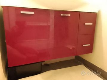 MOBILE BAGNO LACCATO LUCIDO BORDEAUX 97X38,5 X 51H