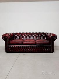Divano tre posti chesterfield chester bordeaux 