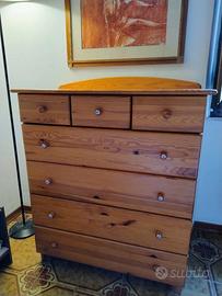 Comò a 7 cassetti in legno massello