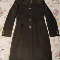 Cappotto donna lungo nero 100% cashmere, taglia M