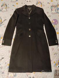 Cappotto donna lungo nero 100% cashmere, taglia M