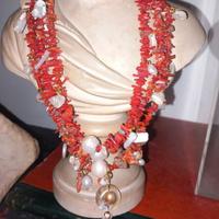 Collana handmade corallo e perle barocche 