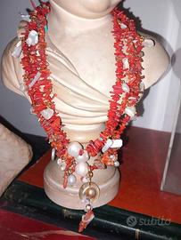Collana handmade corallo e perle barocche 