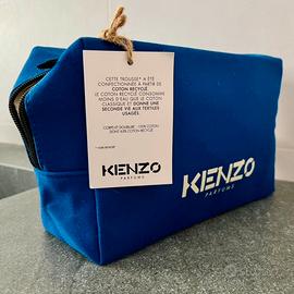 KENZO Trousse da viaggio nuova in cotone blu