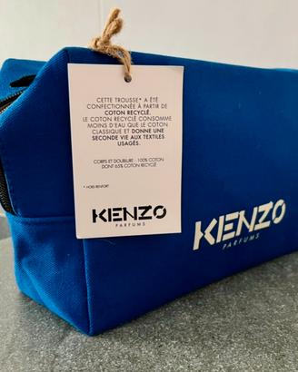 KENZO Trousse da viaggio nuova in cotone blu