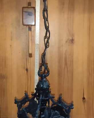 lampadario restaurato  vintage ferro battuto
