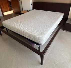 Letto e Comodini Cattelan Italia Pelle Marrone