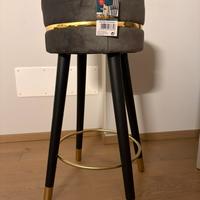Sgabello legno e velluto grigio nuovo